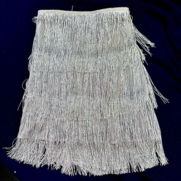 *NWT* Womens small silver sparkly fringe skirt - Picture 1 of 3